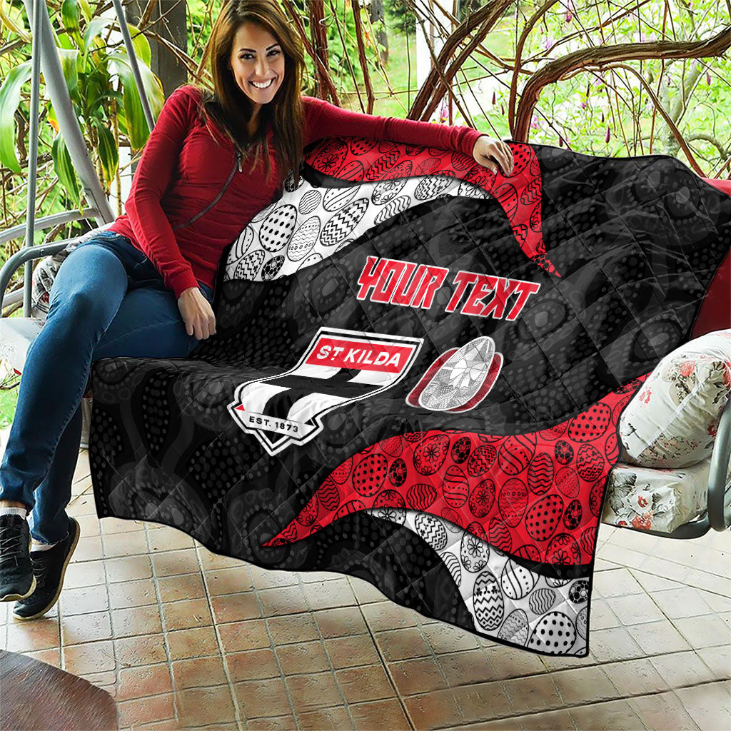 Personalized St Kilda Football Quilt Easter Egg Pattern Red Black White Tribal Dot Style