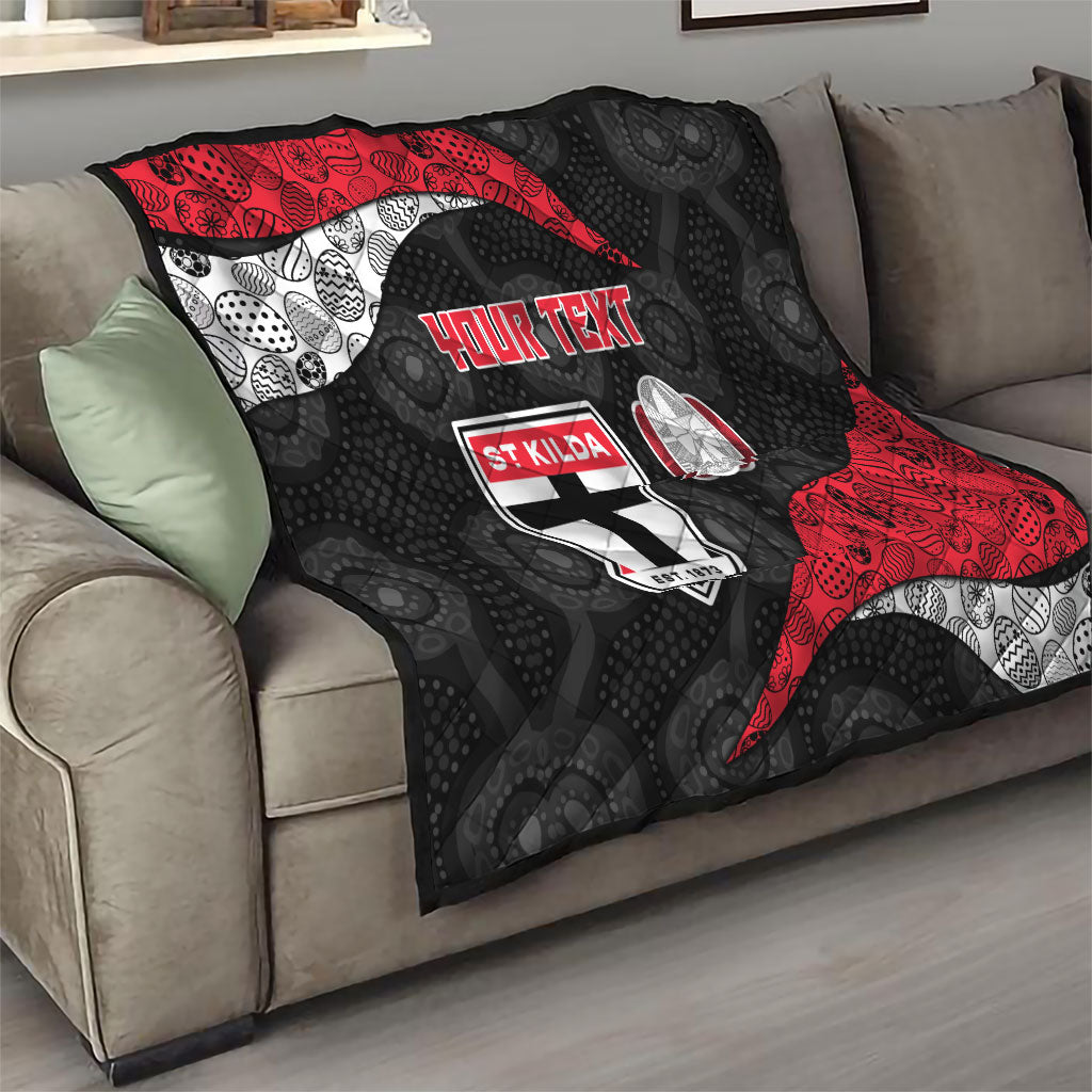 Personalized St Kilda Football Quilt Easter Egg Pattern Red Black White Tribal Dot Style
