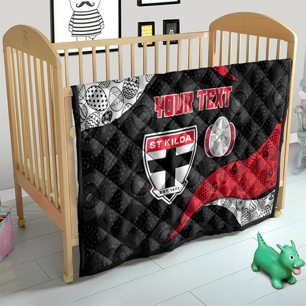 Personalized St Kilda Football Quilt Easter Egg Pattern Red Black White Tribal Dot Style