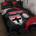 Personalized St Kilda Football Quilt Bed Set Easter Egg Pattern Red Black White Tribal Dot Style