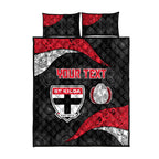 Personalized St Kilda Football Quilt Bed Set Easter Egg Pattern Red Black White Tribal Dot Style