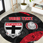 Personalized St Kilda Football Round Carpet Easter Egg Pattern Red Black White Tribal Dot Style