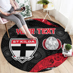 Personalized St Kilda Football Round Carpet Easter Egg Pattern Red Black White Tribal Dot Style