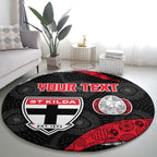 Personalized St Kilda Football Round Carpet Easter Egg Pattern Red Black White Tribal Dot Style