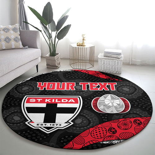 Personalized St Kilda Football Round Carpet Easter Egg Pattern Red Black White Tribal Dot Style