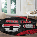 Personalized St Kilda Football Round Carpet Easter Egg Pattern Red Black White Tribal Dot Style