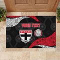 Personalized St Kilda Football Rubber Doormat Easter Egg Pattern Red Black White Tribal Dot Style