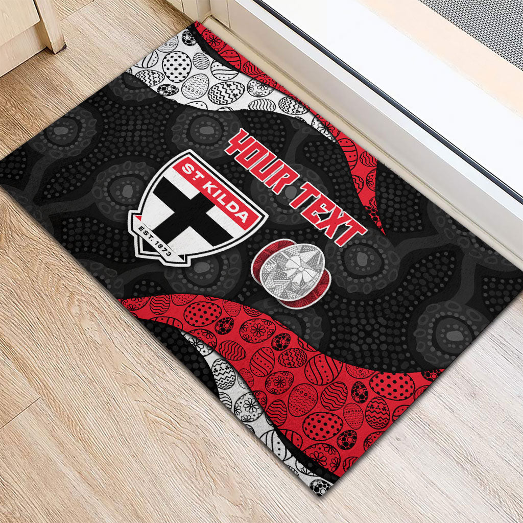 Personalized St Kilda Football Rubber Doormat Easter Egg Pattern Red Black White Tribal Dot Style