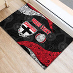 Personalized St Kilda Football Rubber Doormat Easter Egg Pattern Red Black White Tribal Dot Style