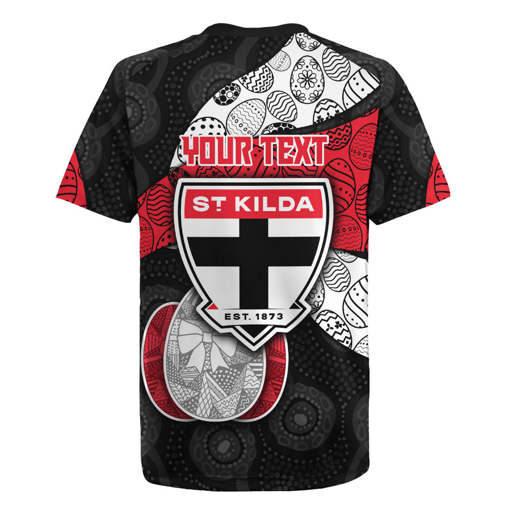 Personalized St Kilda Football Rugby Jersey Easter Egg Pattern Red Black White Tribal Dot Style