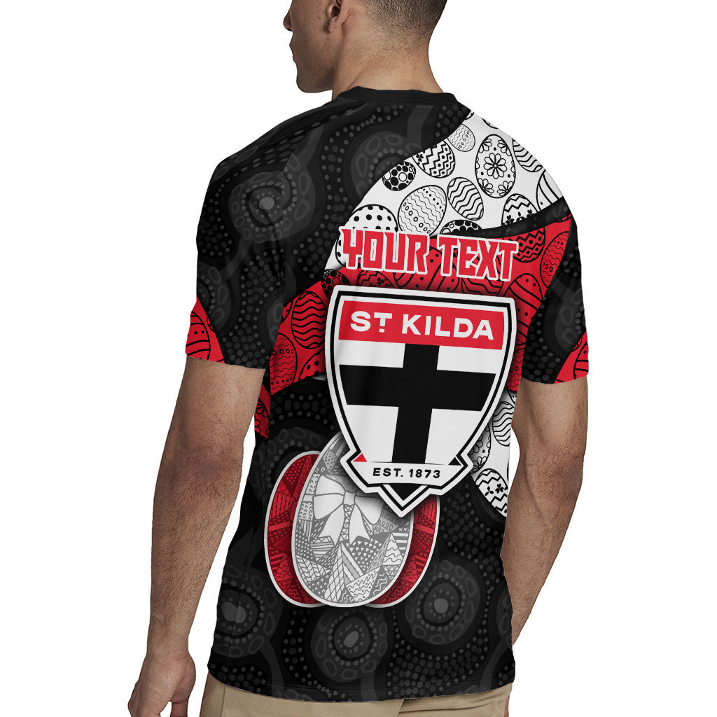Personalized St Kilda Football Rugby Jersey Easter Egg Pattern Red Black White Tribal Dot Style