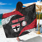Personalized St Kilda Football Sarong Easter Egg Pattern Red Black White Tribal Dot Style