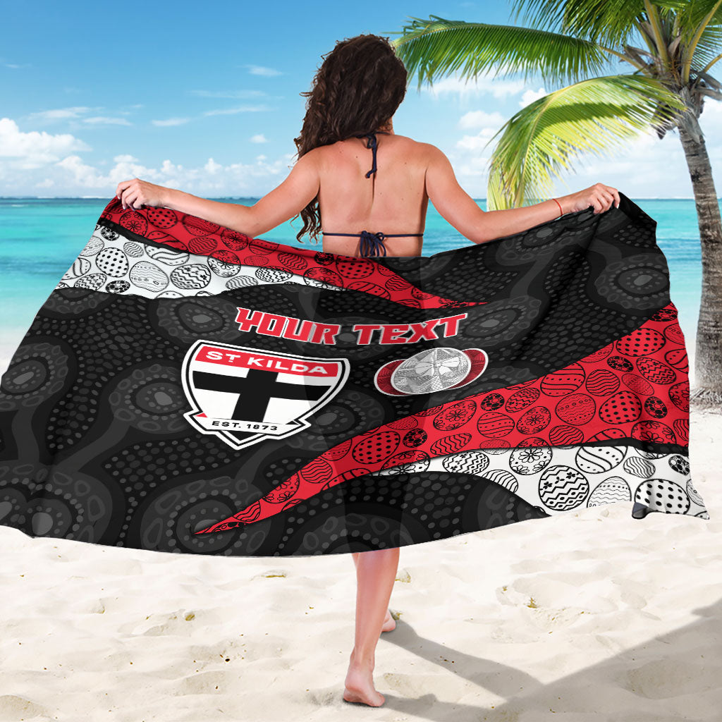 Personalized St Kilda Football Sarong Easter Egg Pattern Red Black White Tribal Dot Style
