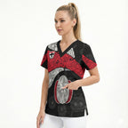 Personalized St Kilda Football Scrub Top Easter Egg Pattern Red Black White Tribal Dot Style