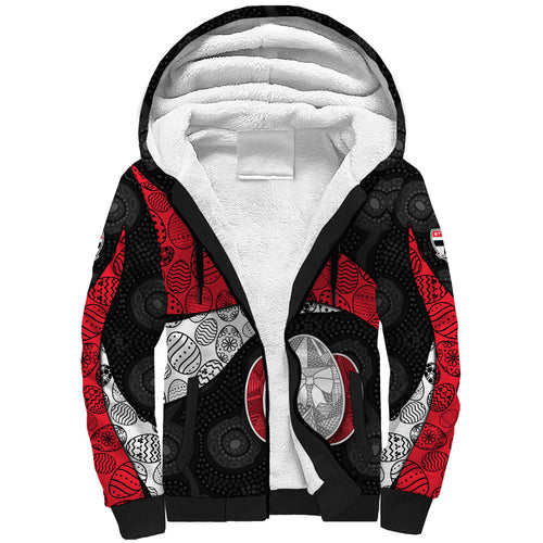 Personalized St Kilda Football Sherpa Hoodie Easter Egg Pattern Red Black White Tribal Dot Style