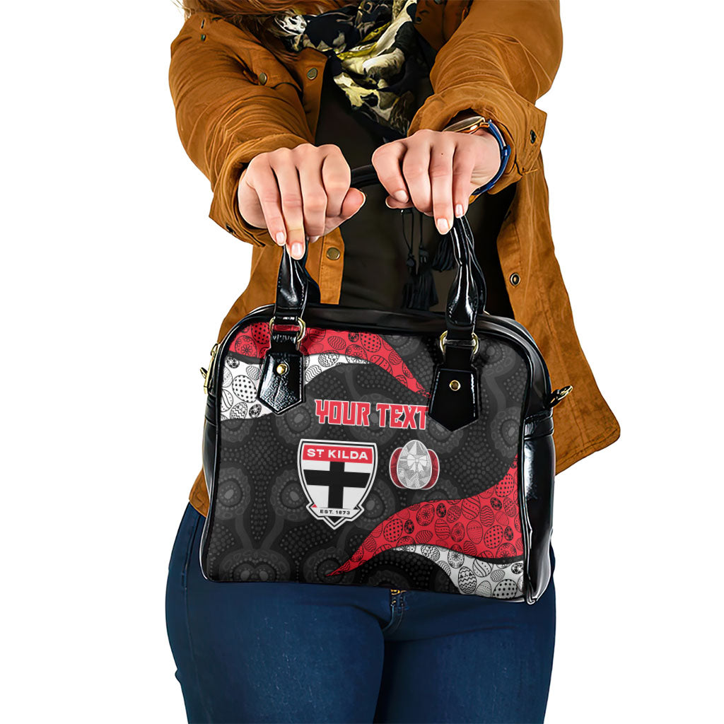 Personalized St Kilda Football Shoulder Handbag Easter Egg Pattern Red Black White Tribal Dot Style