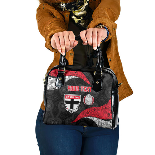 Personalized St Kilda Football Shoulder Handbag Easter Egg Pattern Red Black White Tribal Dot Style
