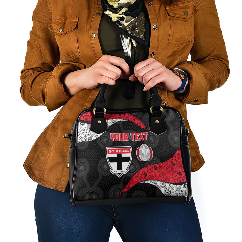 Personalized St Kilda Football Shoulder Handbag Easter Egg Pattern Red Black White Tribal Dot Style