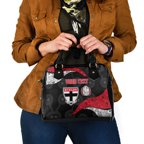 Personalized St Kilda Football Shoulder Handbag Easter Egg Pattern Red Black White Tribal Dot Style
