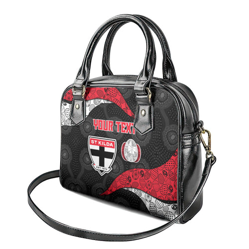 Personalized St Kilda Football Shoulder Handbag Easter Egg Pattern Red Black White Tribal Dot Style
