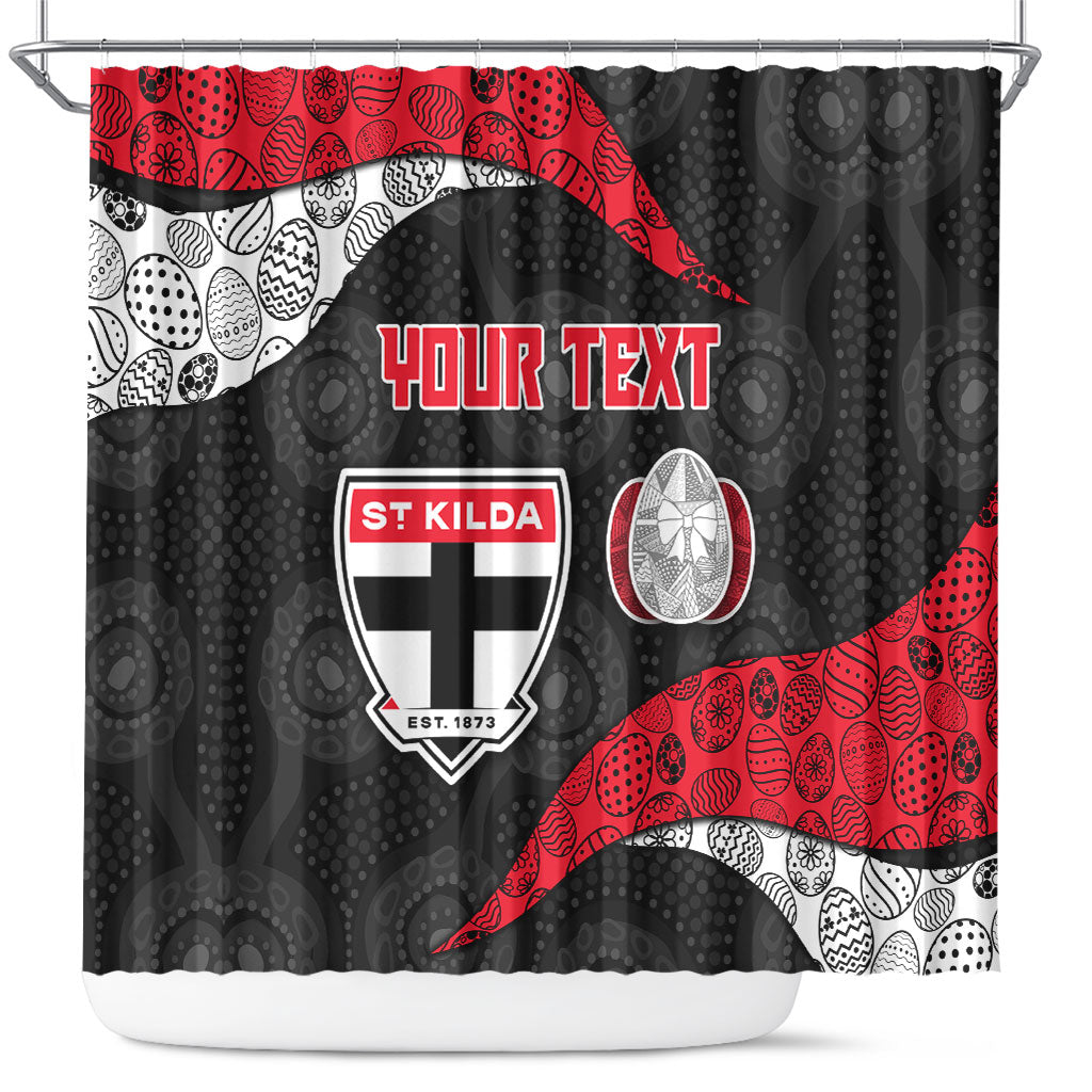 Personalized St Kilda Football Shower Curtain Easter Egg Pattern Red Black White Tribal Dot Style
