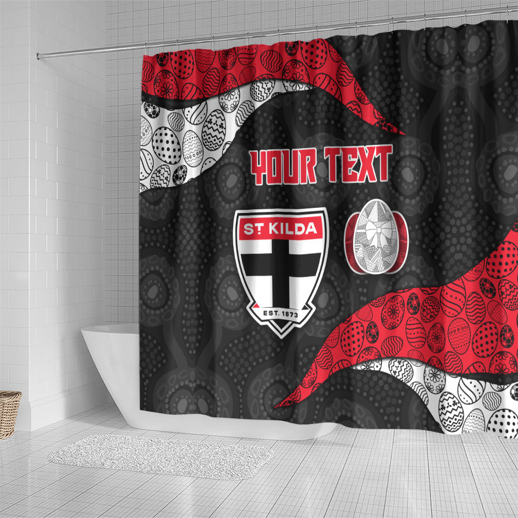 Personalized St Kilda Football Shower Curtain Easter Egg Pattern Red Black White Tribal Dot Style