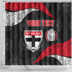 Personalized St Kilda Football Shower Curtain Easter Egg Pattern Red Black White Tribal Dot Style