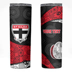 Personalized St Kilda Football Skinny Tumbler Easter Egg Pattern Red Black White Tribal Dot Style