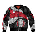 Personalized St Kilda Football Sleeve Zip Bomber Jacket Easter Egg Pattern Red Black White Tribal Dot Style