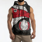 Personalized St Kilda Football Sleeveless Hoodie Easter Egg Pattern Red Black White Tribal Dot Style