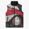 Personalized St Kilda Football Sleeveless Puffer Jacket Easter Egg Pattern Red Black White Tribal Dot Style