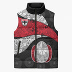 Personalized St Kilda Football Sleeveless Puffer Jacket Easter Egg Pattern Red Black White Tribal Dot Style