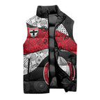 Personalized St Kilda Football Sleeveless Puffer Jacket Easter Egg Pattern Red Black White Tribal Dot Style