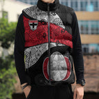 Personalized St Kilda Football Sleeveless Puffer Jacket Easter Egg Pattern Red Black White Tribal Dot Style