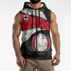 Personalized St Kilda Football Sleeveless Zip Hoodie Easter Egg Pattern Red Black White Tribal Dot Style