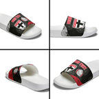 Personalized St Kilda Football Slide Sandals Easter Egg Pattern Red Black White Tribal Dot Style