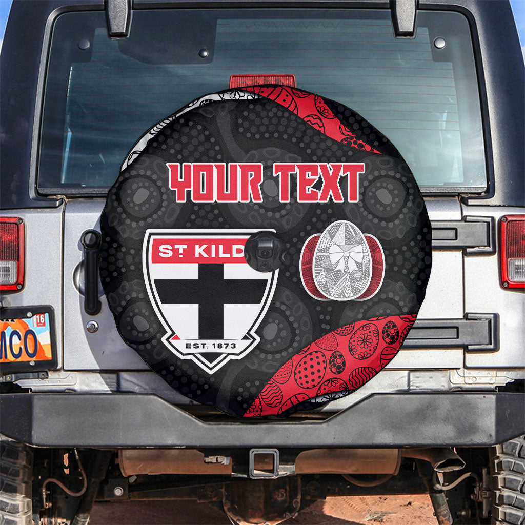 Personalized St Kilda Football Spare Tire Cover Easter Egg Pattern Red Black White Tribal Dot Style