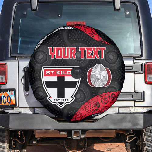 Personalized St Kilda Football Spare Tire Cover Easter Egg Pattern Red Black White Tribal Dot Style