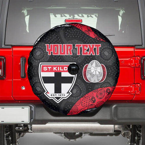 Personalized St Kilda Football Spare Tire Cover Easter Egg Pattern Red Black White Tribal Dot Style
