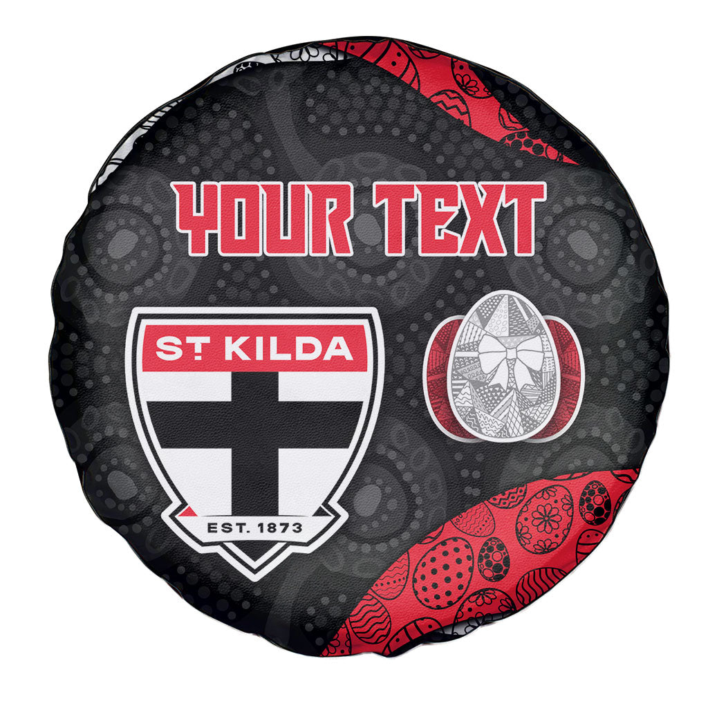 Personalized St Kilda Football Spare Tire Cover Easter Egg Pattern Red Black White Tribal Dot Style