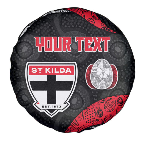 Personalized St Kilda Football Spare Tire Cover Easter Egg Pattern Red Black White Tribal Dot Style