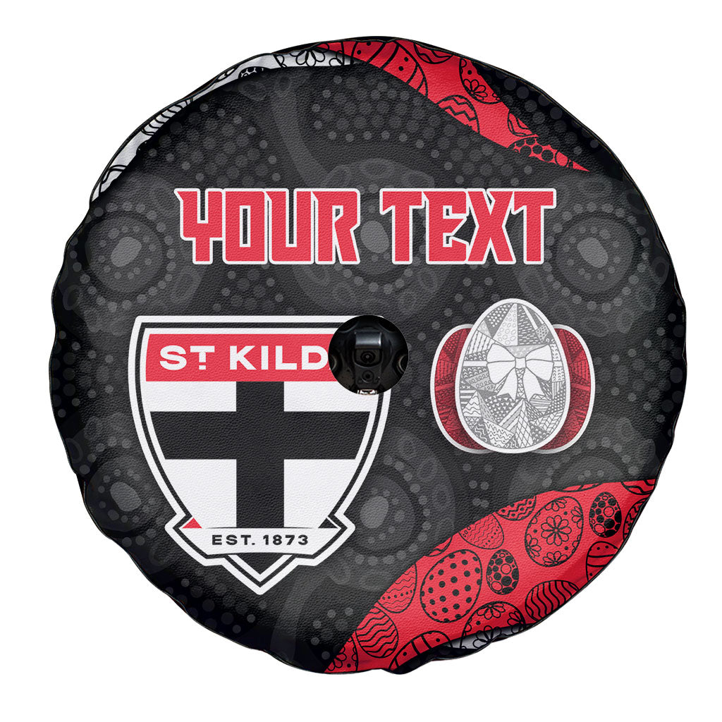 Personalized St Kilda Football Spare Tire Cover Easter Egg Pattern Red Black White Tribal Dot Style