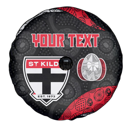 Personalized St Kilda Football Spare Tire Cover Easter Egg Pattern Red Black White Tribal Dot Style