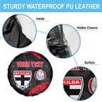 Personalized St Kilda Football Spare Tire Cover Easter Egg Pattern Red Black White Tribal Dot Style