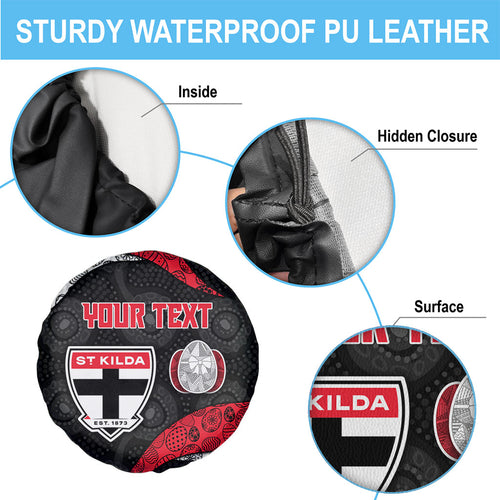 Personalized St Kilda Football Spare Tire Cover Easter Egg Pattern Red Black White Tribal Dot Style