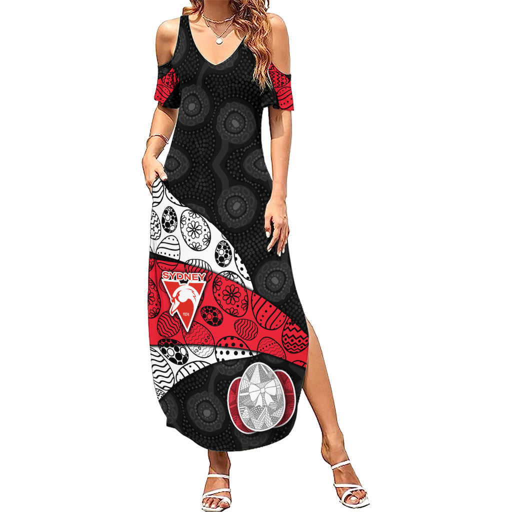 Personalized St Kilda Football Summer Maxi Dress Easter Egg Pattern Red Black White Tribal Dot Style