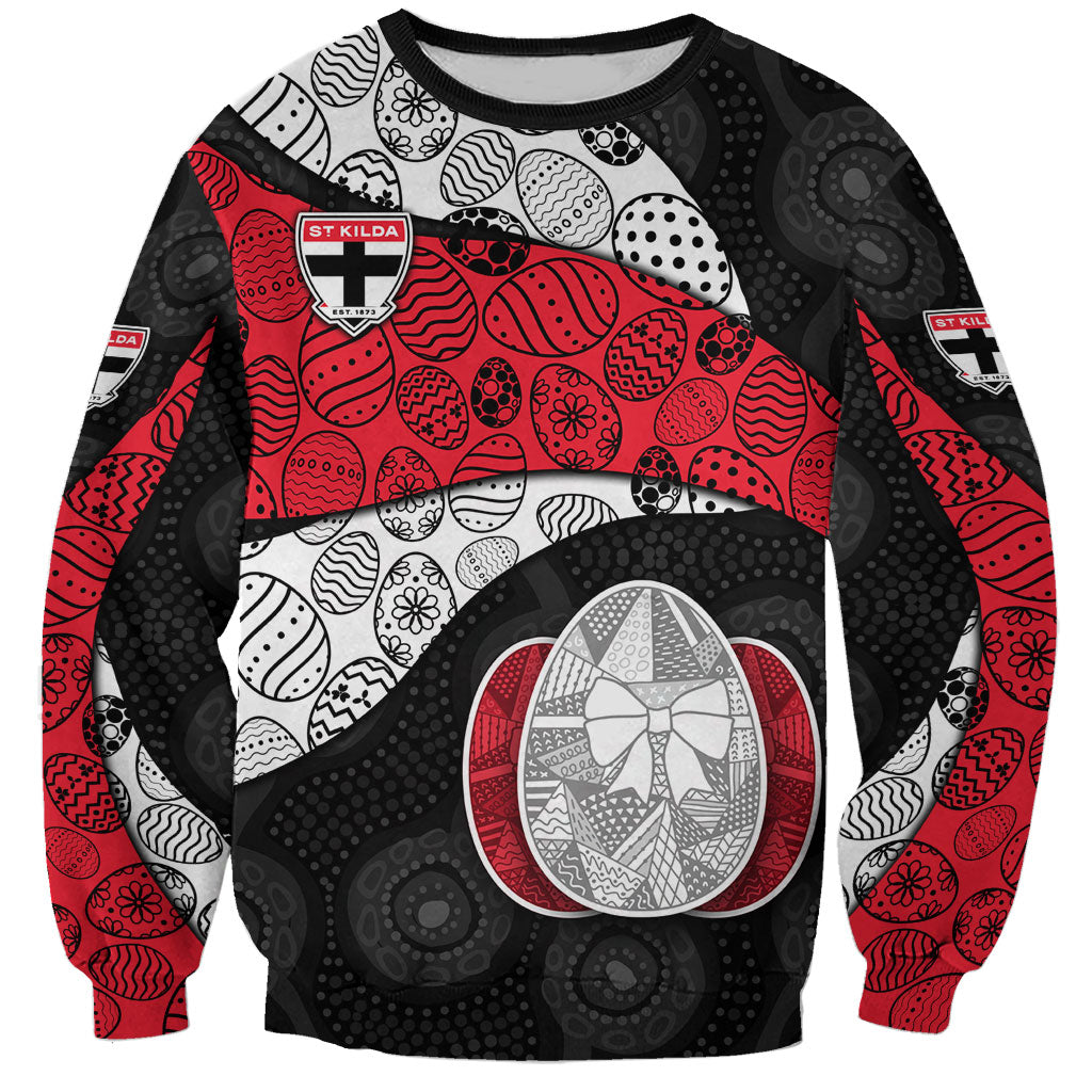 Personalized St Kilda Football Sweatshirt Easter Egg Pattern Red Black White Tribal Dot Style