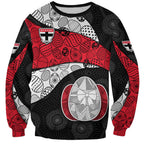 Personalized St Kilda Football Sweatshirt Easter Egg Pattern Red Black White Tribal Dot Style