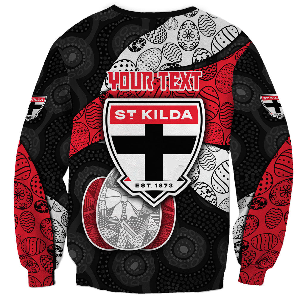 Personalized St Kilda Football Sweatshirt Easter Egg Pattern Red Black White Tribal Dot Style