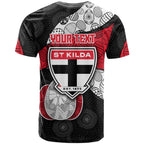Personalized St Kilda Football T Shirt Easter Egg Pattern Red Black White Tribal Dot Style
